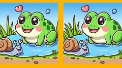 Puzzel: vind je 3 verschillen op de afbeelding met een kikker en een slak in 17 seconden?